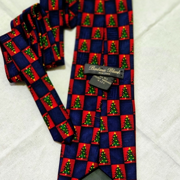 Barbara Blank Silk Christmas Tree Neck Tie - Picture 4 of 10